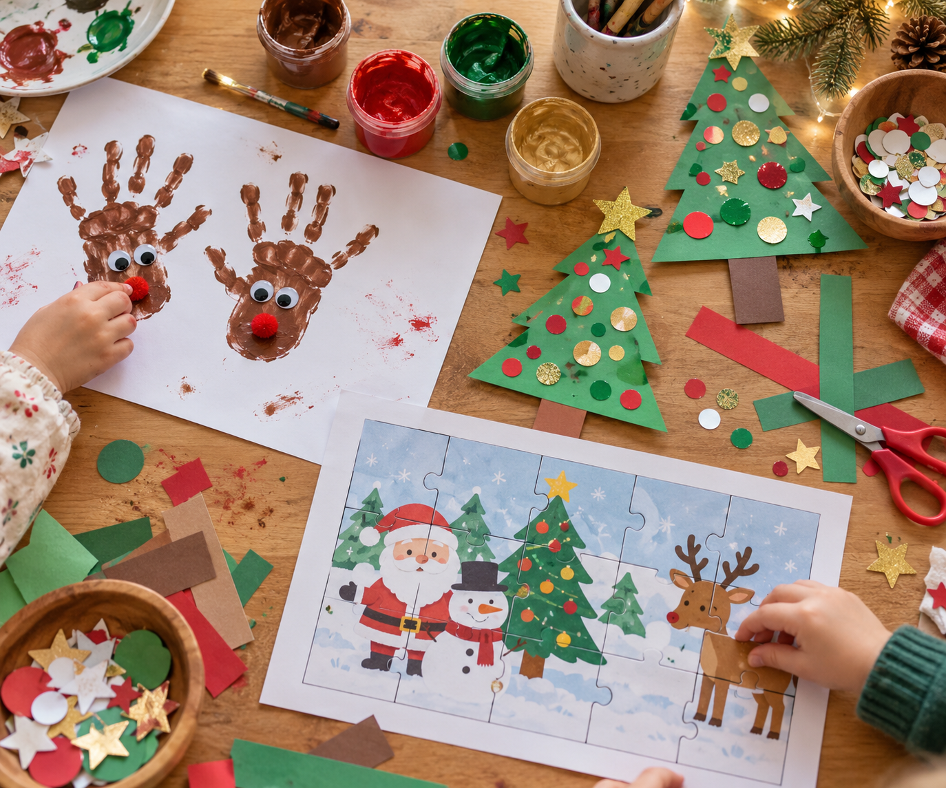 Activités de Noël en maternelle : peindre, découper, tracer et jouer