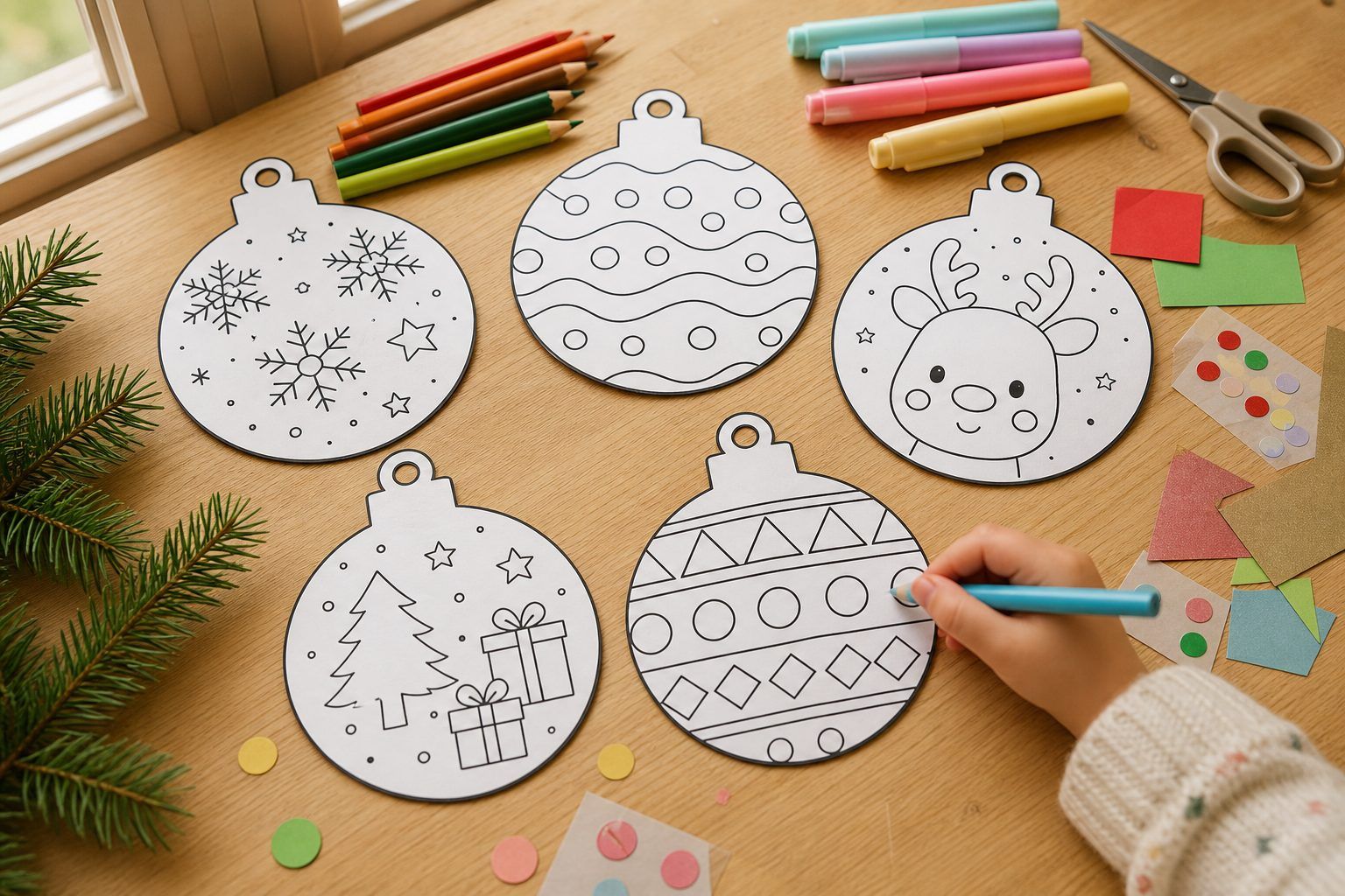 Cinq idées de boules de Noël originales à colorier