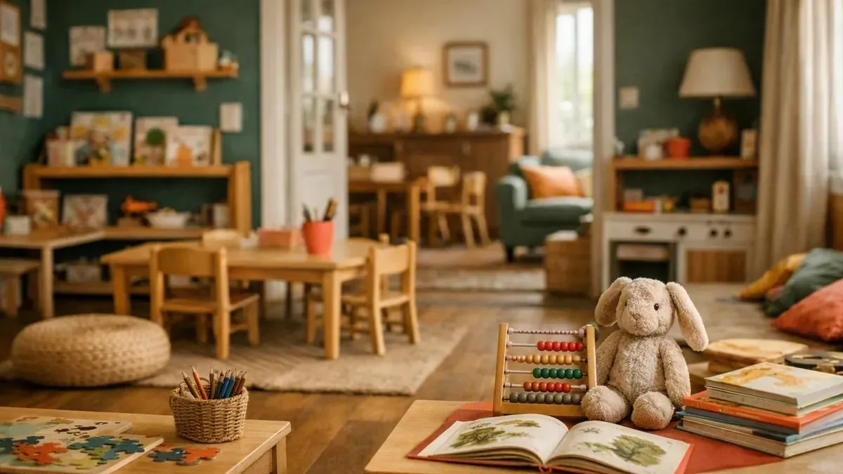 Enfant découvrant des repères de petite section dans un univers illustré original