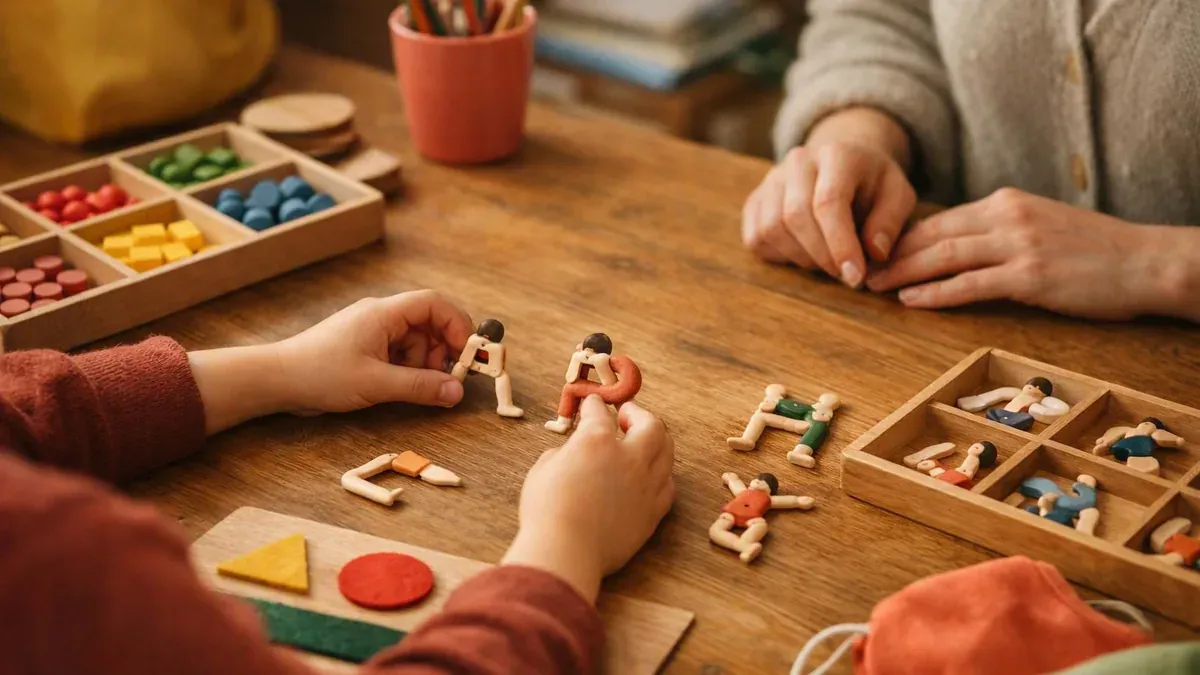 Lettres mobiles utilisées pour composer des mots familiers