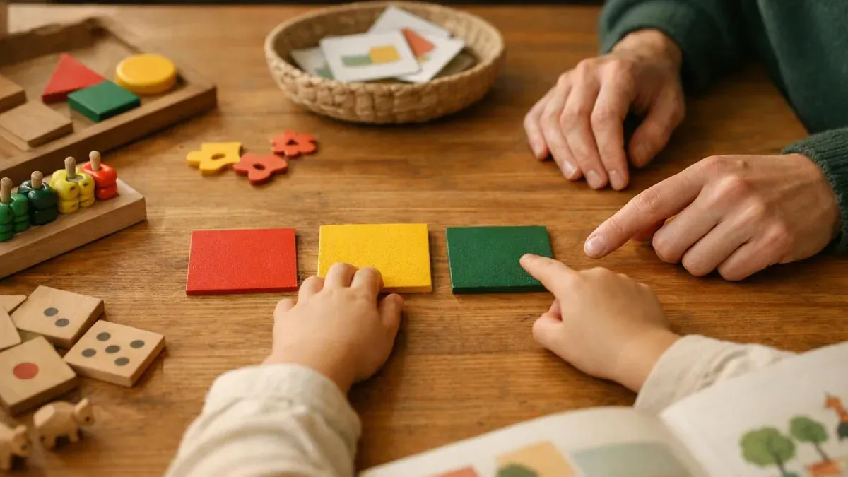 Ce jeu logique d’assemblage en maternelle réunit trois carrés