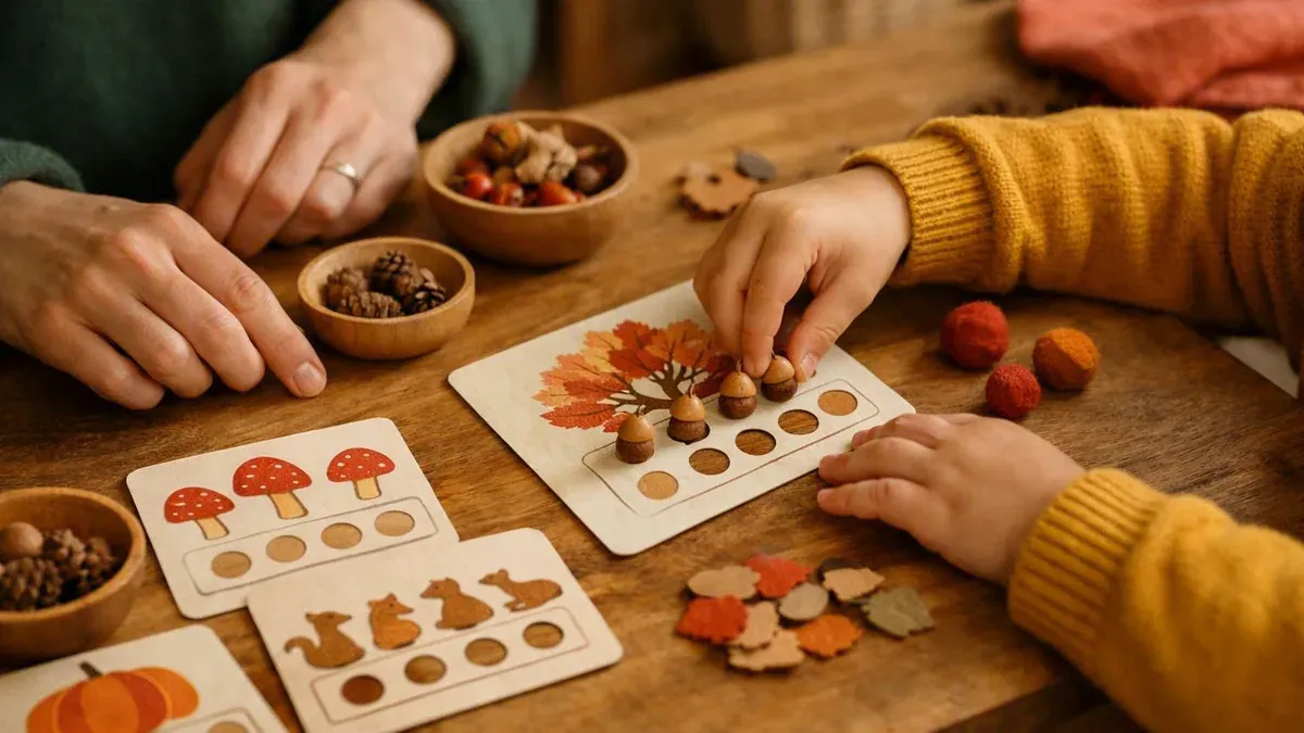 Les cartes à compter d’automne invitent les enfants à manipuler
