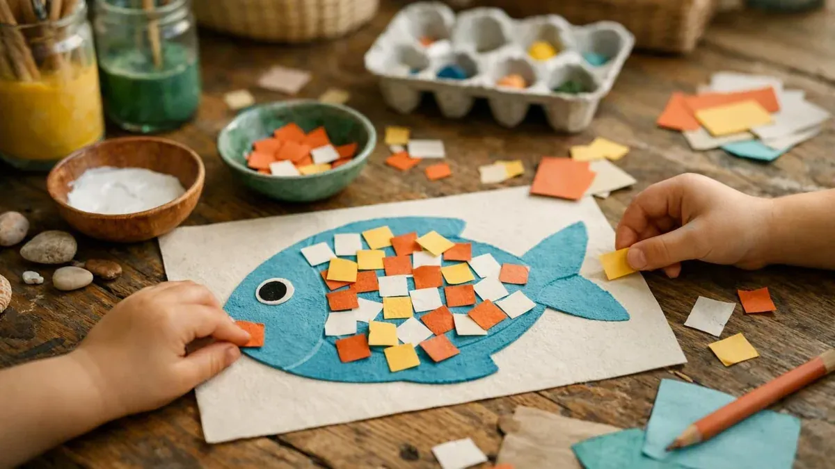 Poisson composé de formes colorées comme une mosaïque