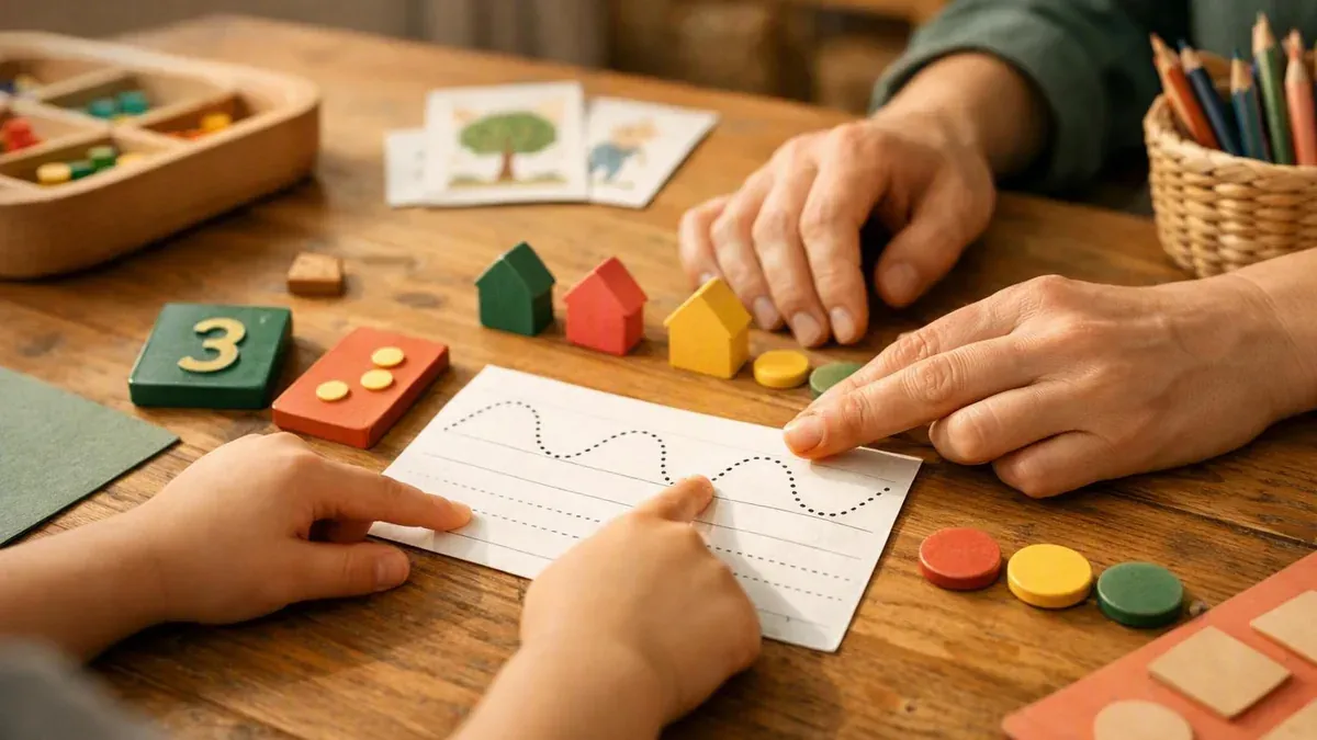 Une ligne d’écriture maternelle à imprimer soutient le geste