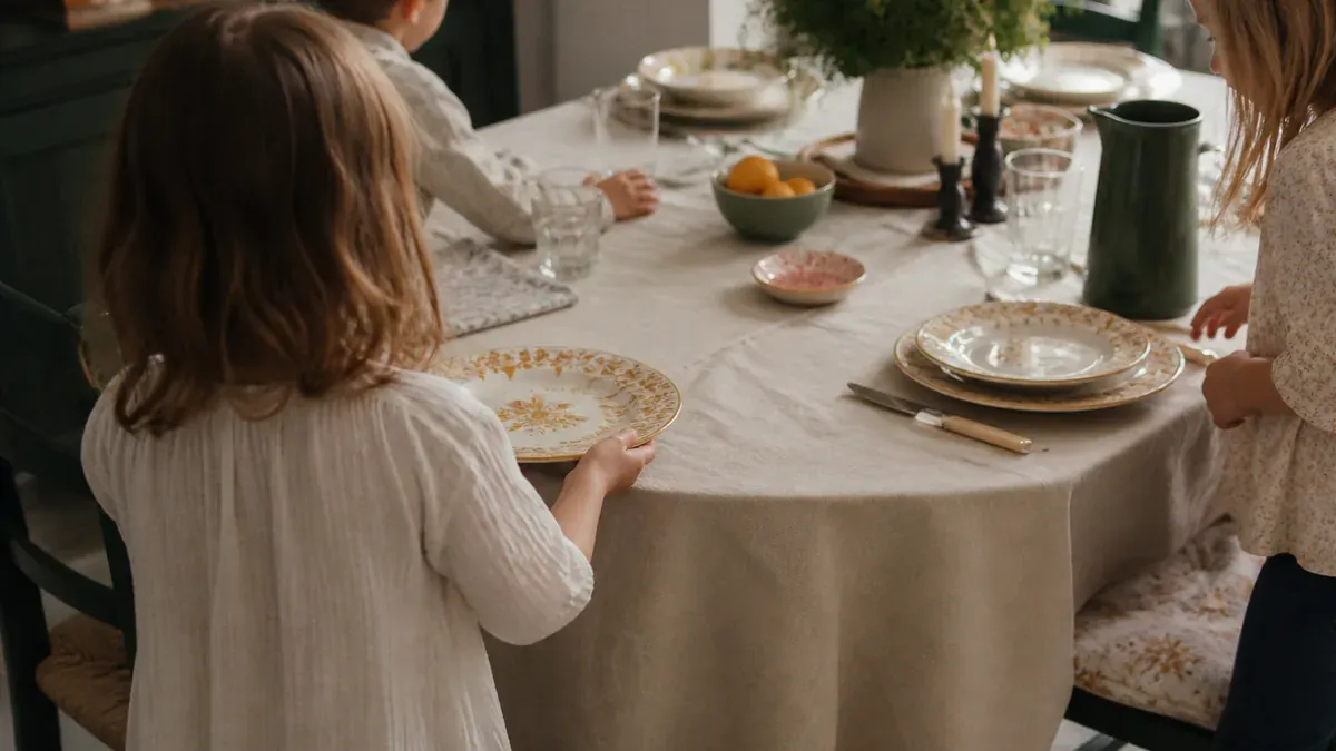 Un enfant peut mettre la table avec des repères simples