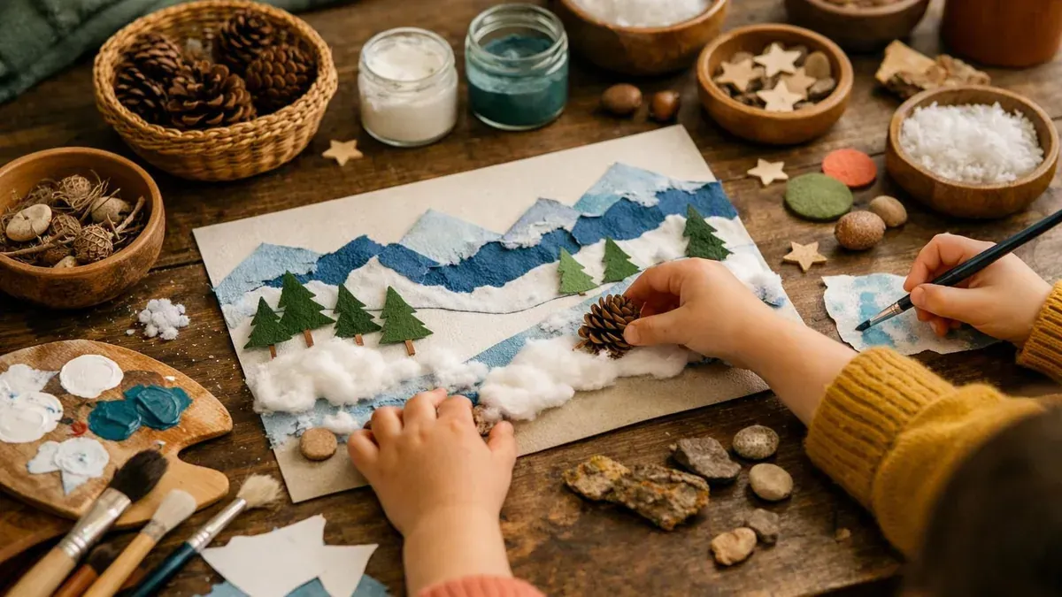 Une activité hiver maternelle pour créer un paysage tactile