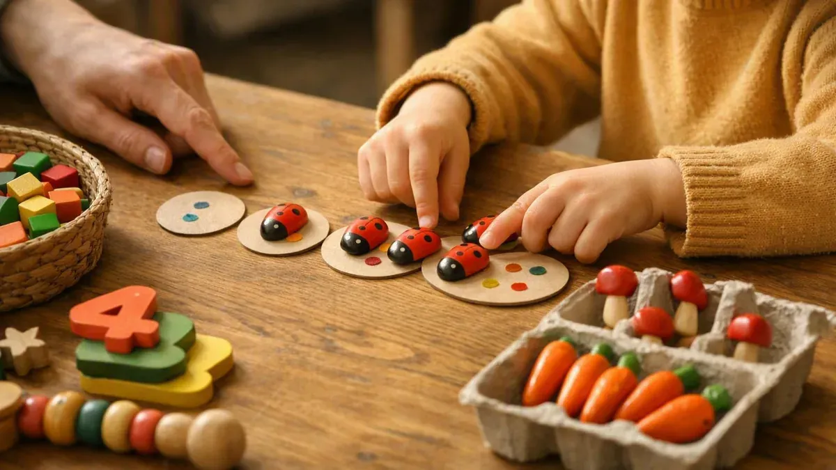 Les enfants apprennent à dénombrer en maternelle avec des objets