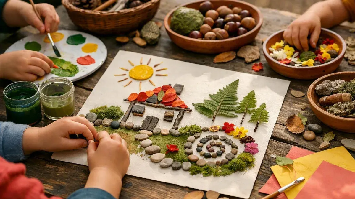Le land art à la Maternelle invite les enfants à créer dehors
